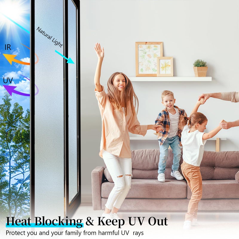Niviy Frosted Glass Window Privacy Film Decorative, 23.6 x 118 Inch Static Cling Bathroom Window Frosting Film Day and Night Privacy Windows Cling Home Glass Door Cover - Image 4